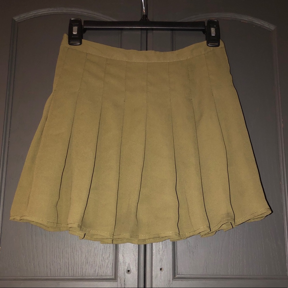 Olive green pleated skirt